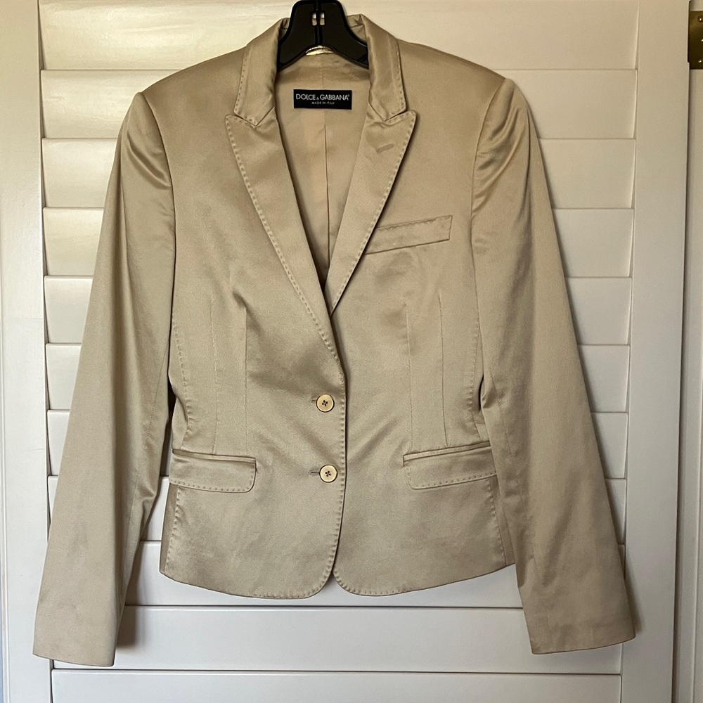 Dolce & Gabbana silk and cotton blend Beige Women's Blazer